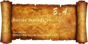 Berda Adrián névjegykártya